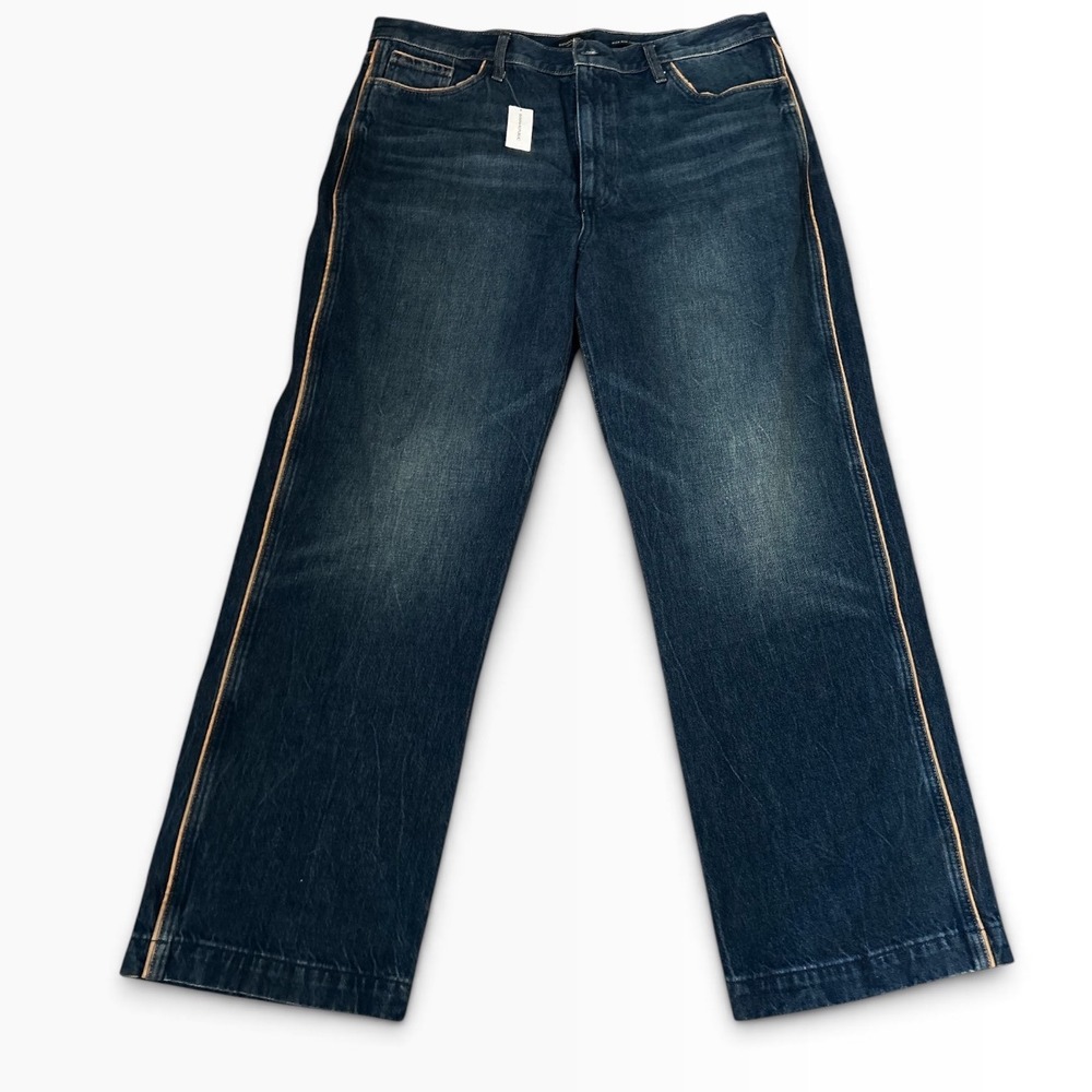 Banana Republic Premium Denim High-Rise Vintage Straight Jeans Side Stripe 34